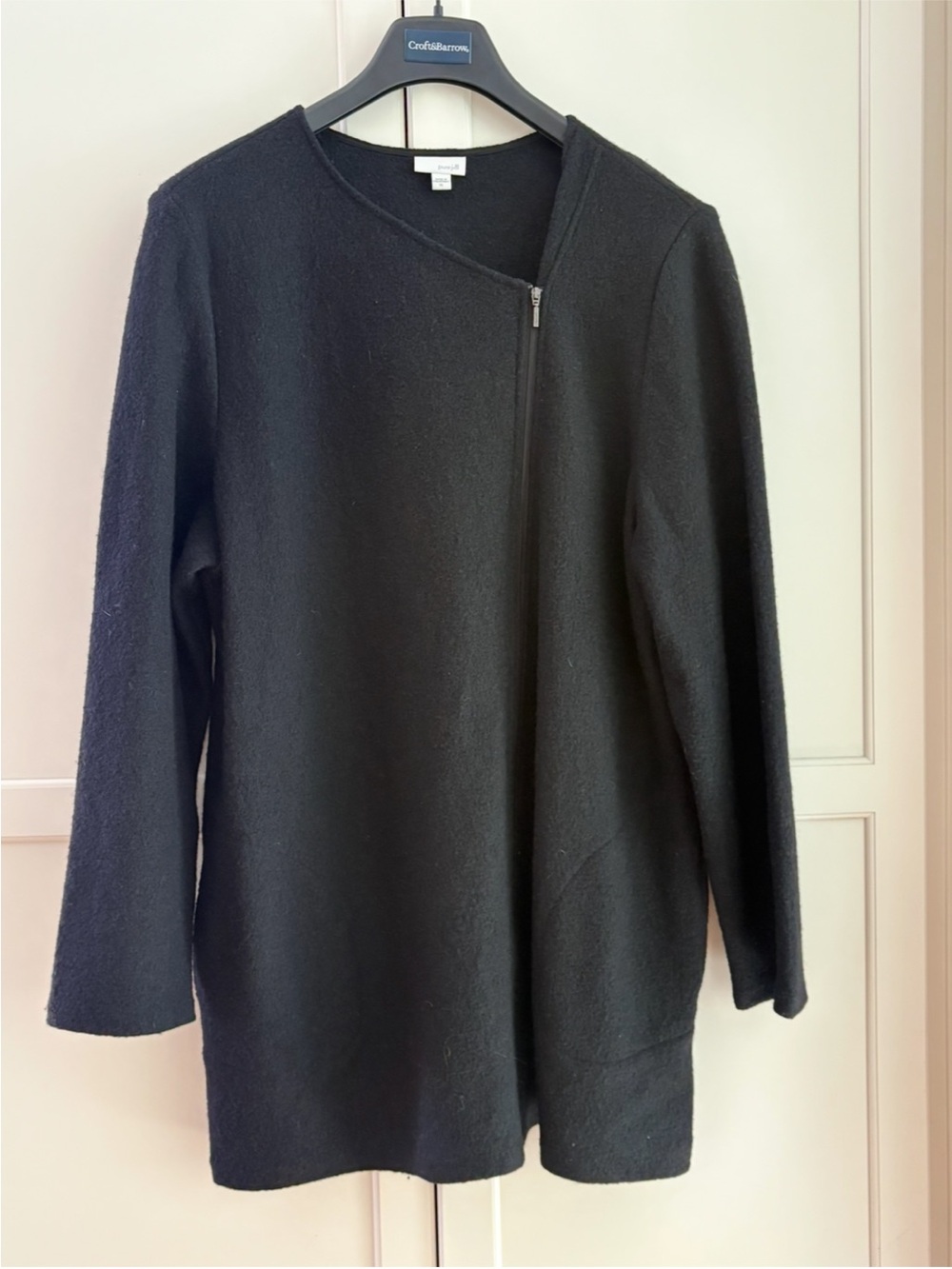 Black Asymmetric Zip Women's Sweater Coat